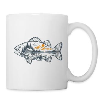 Vintage-Fischen - Tasse - Weiß - Rechts