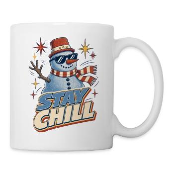 Stay Chill – Retro Schneemann Weihnachten - Tasse - Weiß - Rechts