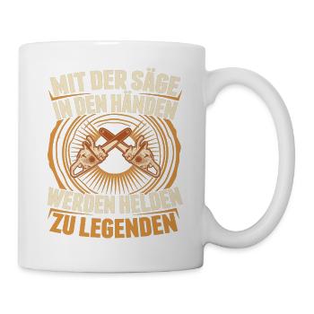 Sägehelden Legenden Entstehung - Tasse - Weiß - Rechts