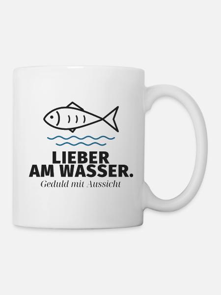 Lieber am Wasser – Fischmotiv - Tasse - Weiß
