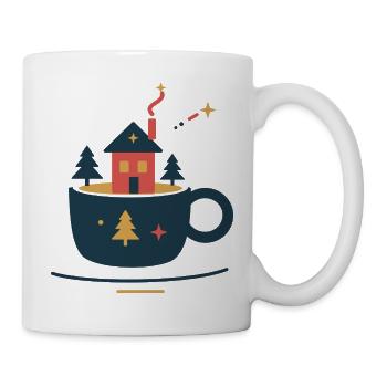 Waldhütte im Kakaobecher – gemütlicher Winter - Tasse - Weiß - Rechts