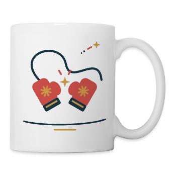 Fäustlinge im Sternentanz – Winterillustration - Tasse - Weiß - Rechts