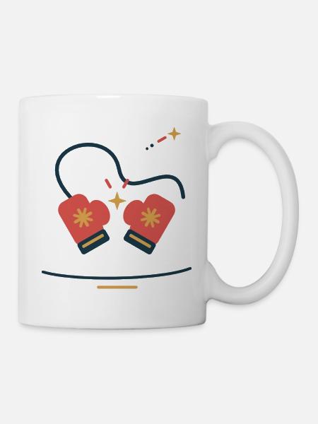 Fäustlinge im Sternentanz – Winterillustration - Tasse - Weiß