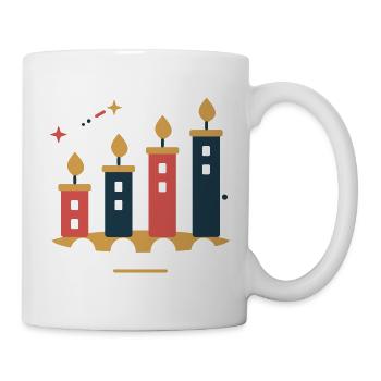 Adventstadt im Kerzenlicht – Weihnachtsmotiv - Tasse - Weiß - Rechts