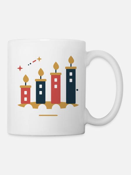 Adventstadt im Kerzenlicht – Weihnachtsmotiv - Tasse - Weiß