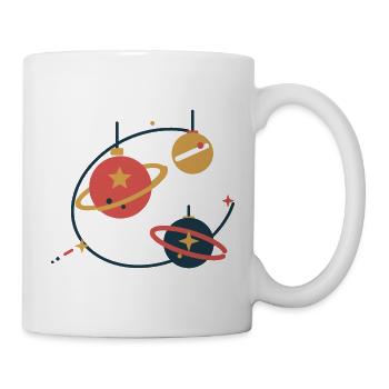 Christbaumkugeln als Planeten – Weihnachten - Tasse - Weiß - Rechts