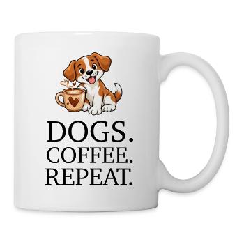 Dogs Coffee Repeat - Tasse - Weiß - Rechts