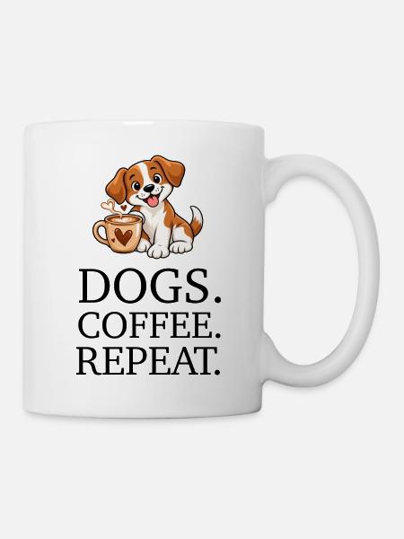 Dogs Coffee Repeat - Tasse - Weiß