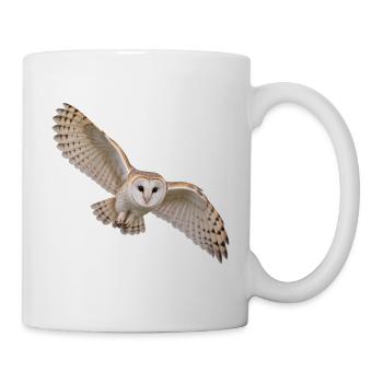 Schleiereule im Flug – Eule mit hellem Herzgesicht - Tasse - Weiß - Rechts