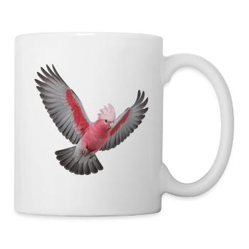Rosakakadu im Flug – rosa Vogel mit grauen Flügeln - Tasse - Weiß - Rechts
