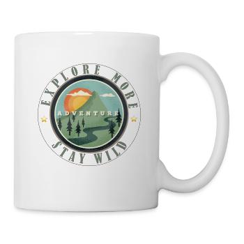 Vintage Berge Abenteuer Spruch Retro Explore More  - Tasse - Weiß - Rechts