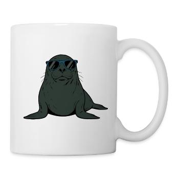 Robbe Seehund Robben Seehunde Geschenk Weihnachten - Tasse - Weiß - Rechts