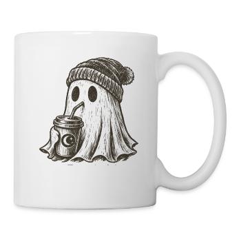 Kuscheliger Geist mit Kaffeebecher - Tasse - Weiß - Rechts