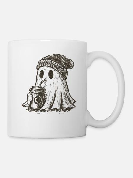 Kuscheliger Geist mit Kaffeebecher - Tasse - Weiß