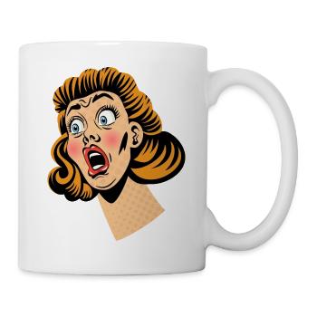 Frau im Schockzustand - Tasse - Weiß - Rechts