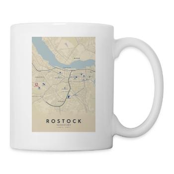 Rostock Germany City Map with Landmarks | Vintage - Tasse - Weiß - Rechts