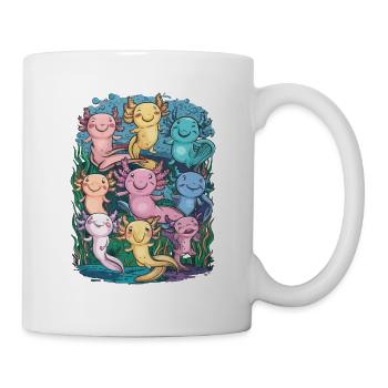 Bunte Glückliche Axolotl - Tasse - Weiß - Rechts