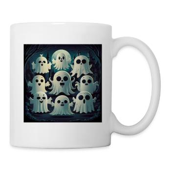 Süßes Kawaii-geister-halloween-spukhaus - Tasse - Weiß - Rechts