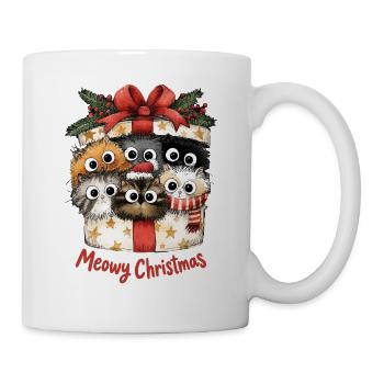 Meowy Christmas Katzen im Geschenk Weihnachten - Tasse - Weiß - Rechts