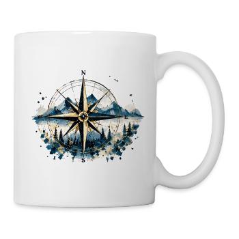 Kompass – Aquarellmotiv für Weltenbummler - Tasse - Weiß - Rechts