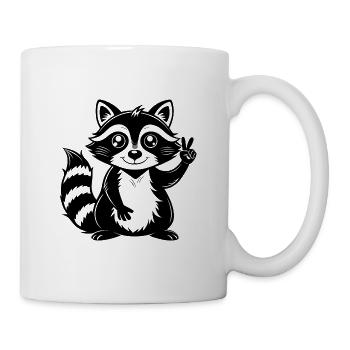 Peace-Sign-Waschbär - Tasse - Weiß - Rechts