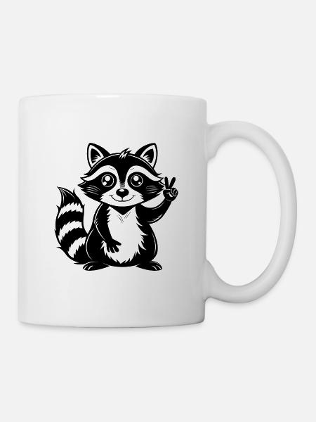 Peace-Sign-Waschbär - Tasse - Weiß