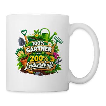 Gärtner mit 200% Leidenschaft - Tasse - Weiß - Rechts
