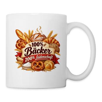 100% Bäcker – Leidenschaft pur - Tasse - Weiß - Rechts