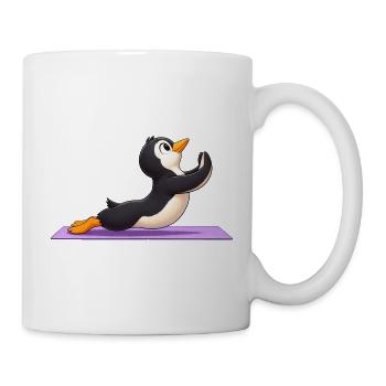 Süßer Pinguin im Cartoon Yoga Meditation - Tasse - Weiß - Rechts