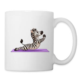 Süßes Zebra Cartoon Yoga Meditation Lustig - Tasse - Weiß - Rechts