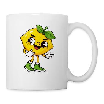 Coole Cartoon Zitrone mit fruchtigem Gesicht - Tasse - Weiß - Rechts