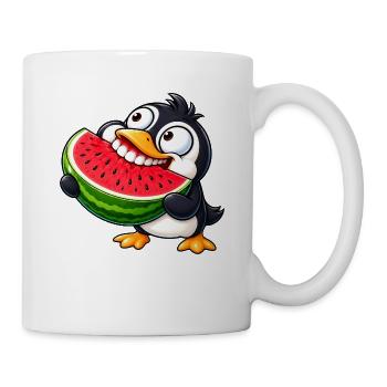 Pinguin mit süßem Gebiss Cartoon lustig - Tasse - Weiß - Rechts