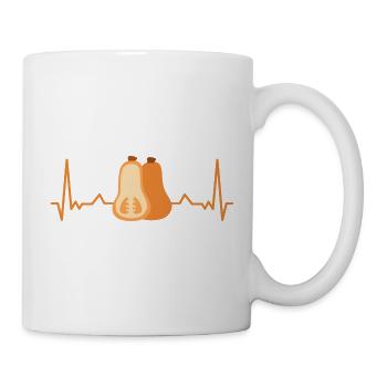 Butternut-Kürbis mit Herzschlag – Orange - Tasse - Weiß - Rechts