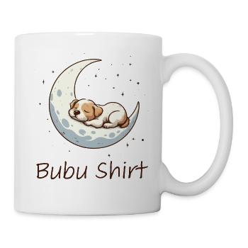 Bubu Shirt – Schlafendes Baby auf Mond, Pastell - Tasse - Weiß - Rechts
