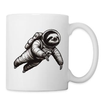 Faultier als Astronaut – Schwarz-Weiß - Tasse - Weiß - Rechts