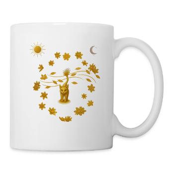 Goldkatze im Blütenkreis - Tasse - Weiß - Rechts