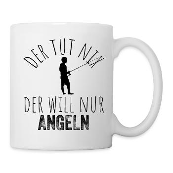Der tut nix, der will nur angeln – Schwarz - Tasse - Weiß - Rechts