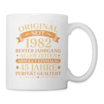 Geburtstag 1982 Jahrgang Einmalig 45 Jahre - Tasse - Weiß - Rechts