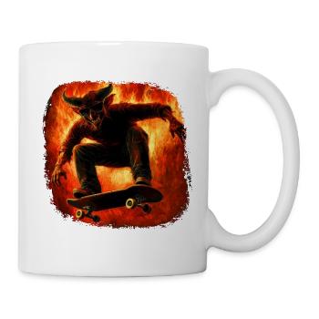 Teufel Skater Hölle Feuer - Tasse - Weiß - Rechts