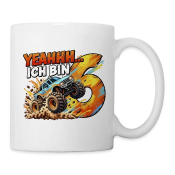 Monstertruck zum 6. Geburtstag – Yeahhh ich bin 6 - Tasse - Weiß - Rechts