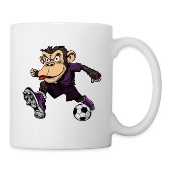Affen Fussball / Fussballer Affe - Tasse - Weiß - Rechts