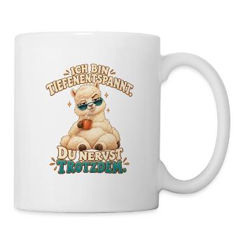 Lustige Sprüche - Alpaka mit Kaffee - Tasse - Weiß - Rechts