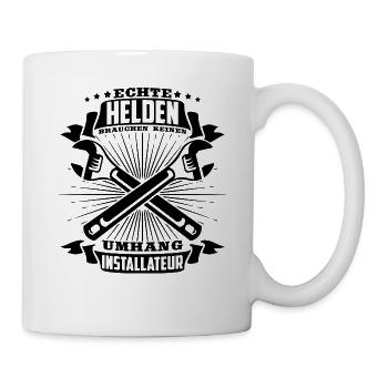 Echte Helden brauchen keinen Umhang - Tasse - Weiß - Rechts