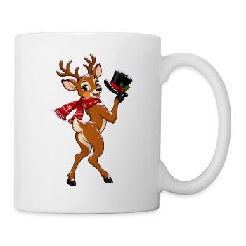Winterhirsch mit Schal  - Tasse - Weiß - Rechts