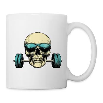 Totenkopf Sonnenbrille Hantel - Tasse - Weiß - Rechts