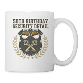 50. Geburtstag Sicherheitsdetail - Tasse - Weiß - Rechts