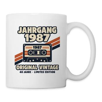 Jahrgang 1987 Original Vintage 40 Jahre Kassette - Tasse - Weiß - Rechts