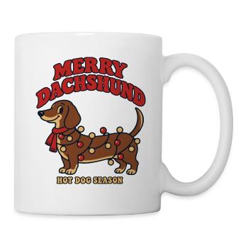 Fröhlicher Dackel Weihnachtslichter Wiener Hund - Tasse - Weiß - Rechts