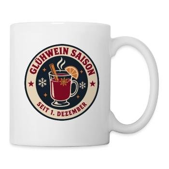 Glühwein Saison Weihnachtsmarkt Retro Badge - Tasse - Weiß - Rechts