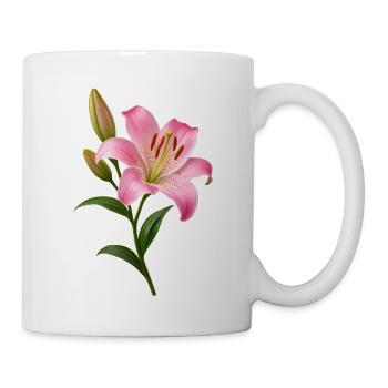 Rosa Lilienblüten-Grafik - Tasse - Weiß - Rechts